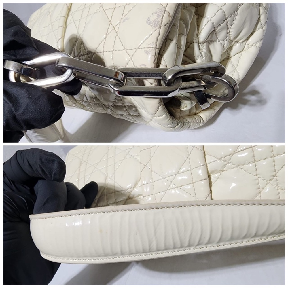 Authentic CHRISTIAN DIOR Lambskin Patent Cannage New Lock Flap Shoulder Bag - Picture 11 of 16